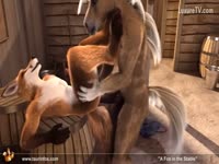 Orange fox eating and fucking the pussy of a female furry fox at ...
