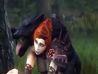 Aggressive dog mounts and slams redhead babe that has flawless ass after licking her twat