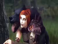 Wild dog smashing a beautiful redhead in animal porn video