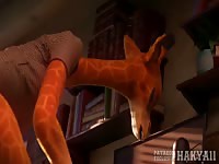 Zoophilia lover man banging a giraffe in the ass with his cock