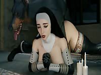 3D beastiality sex with nun getting fucked by a dog