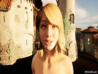 3D blonde girl receives cum shots after giving blowjob