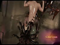 Big tits 3D girl got brutally fucked by tentacle monsters