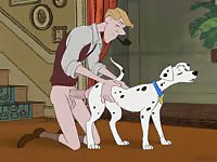 Nasty dude banging a dalmatian dog xxx from behind