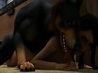 Pretty petite slut hot intense sex with her dog in anime pet porn