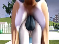 Dog smashing the pussy of a lovely hentai chick