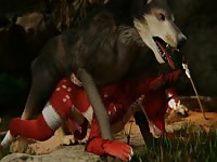 Dog banging a fox in animal furry sex