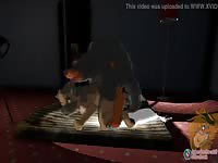 Furry dog hard fucking animal girl from behind