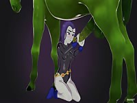 Big horse dick got jacked off by cute hentai girl