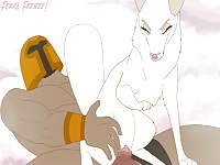 Dog giving blowjob to hentai dude's big cock