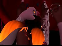 Horny monster fucking a helpless hentai slut