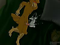 Furry animal dude jacks off his bird huge cock