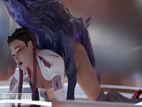 3D sexy babe got brutally fucked by an alien animal cock
