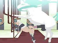 Horse destroying the ass of a big ass whore