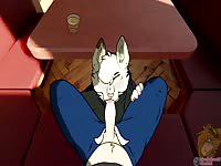 Furry cat animal girl sucking a big hard hentai cock