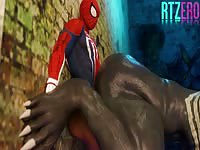 Spiderman and venom intense gay anal sex in hentai porno