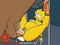 Big horse dick destroying Mrs. Simpson's pussy in toon porno