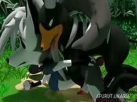 Dog animal girl got brutally fucked by a black dog