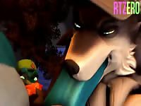 Musculine 3D wolf deep throating giant monstrous cock