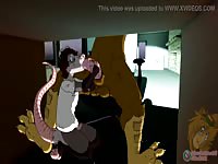 Dirty and horny rat bitch sucking her master's fat juicy cock