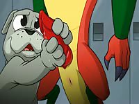 Horny scary monster craves to get his tight hole fucked by a bulldog's dick