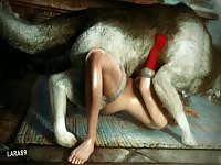 Dog fucking a busty hentai chick in animal sex