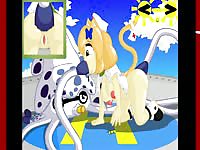 Giant old horny octopus getting his tentacles suck by hot animal girl 