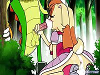 Green animal with monstrous dick forcing a little bitch to swallow his cum