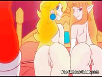 Blonde hentai teens getting their round ass hole fucked in a gangbang