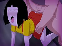 Naughty innocent hentai student asked to masturbate gigantic fat dick