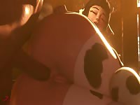 Horny 3D cow bitch getting hard anal fucking from behind 