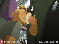 Naughty horny cartoon giving intense sloppy blowjob inside the train 