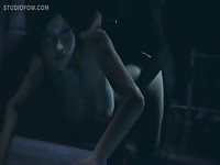 3D lady got fucked in the dark by a dog
