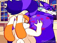 Naughty busty animal whore moaning while sucking white monstrous cock