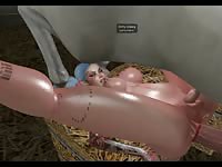 3D girl got oiled up while having horse sex