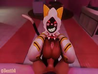 Horny 3D animal whore loves sucking and deepthroating a gigantic brown cock