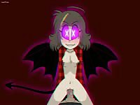 Cartoon lady turns into a demon while solo masturbating