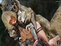 Zoophilia cartoon of a witch getting smashed by a huge dog dick