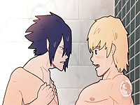 Gay students fingering their asses in the bathroom in anime porn
