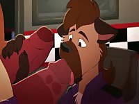 Animal girl deepthroating a big furry hentai cock